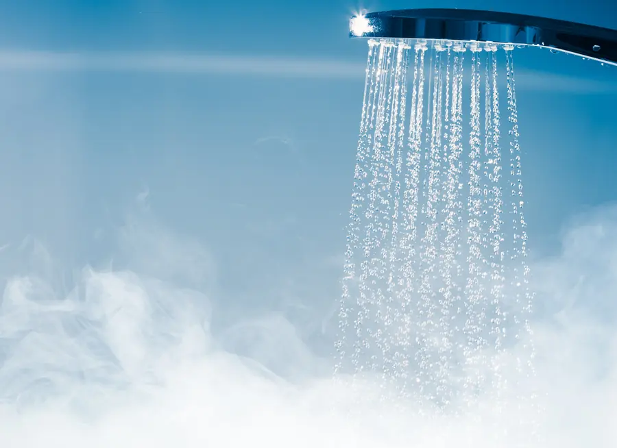 Hot water running from a shower head