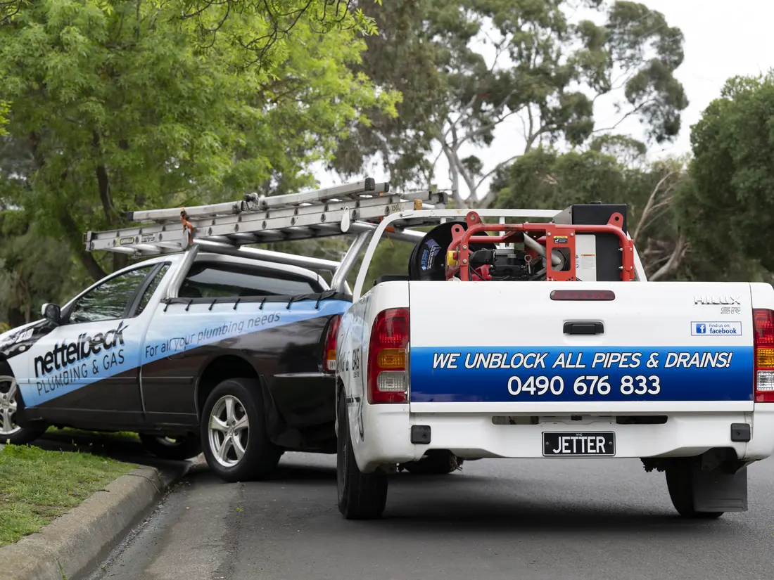 The Nettelbeck Plumbing & Gas ute and jetter truck: we unblock all pipes and drains